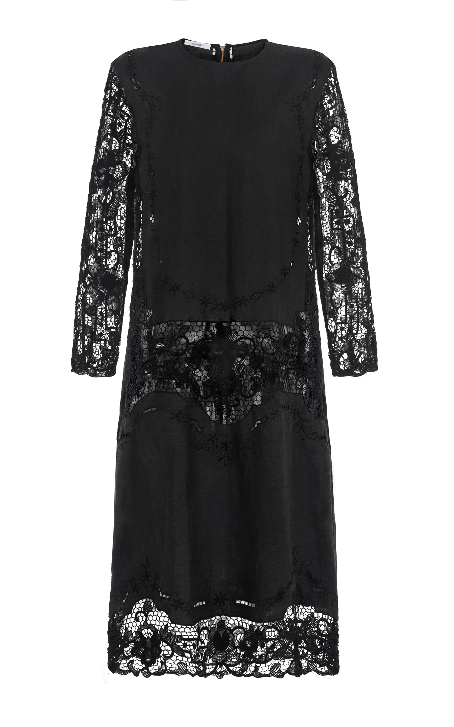 nevenka fw20 buried like a seed linen lace dress black
