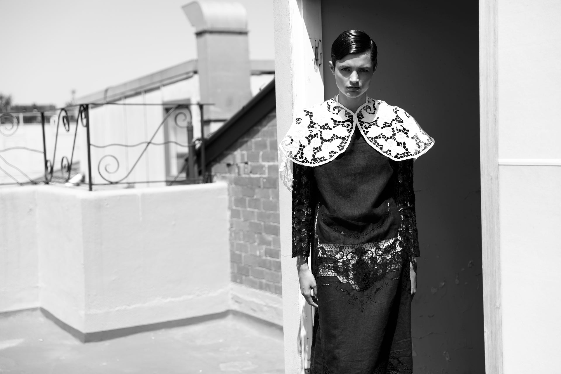nevenka fw20 buried like a seed linen lace dress black
