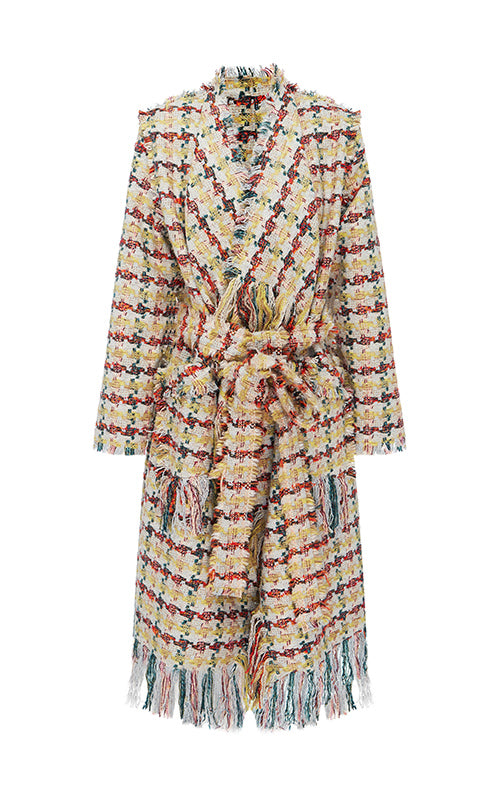 wool bohemia coat with fringe detail