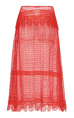 nevenka young blood red lace skirt ss20